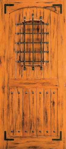 WDMA 42x80 Door (3ft6in by 6ft8in) Exterior Knotty Alder Single Door 2 Panel Speakeasy Straps 1