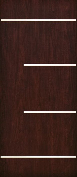 WDMA 42x80 Door (3ft6in by 6ft8in) Exterior Cherry Contemporary Stainless Steel Bars Single Fiberglass Entry Door FC673SS 1