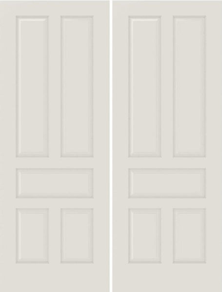 WDMA 44x80 Door (3ft8in by 6ft8in) Interior Barn Smooth 5010 MDF 5 Panel Double Door 1