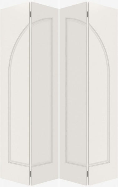 WDMA 44x80 Door (3ft8in by 6ft8in) Interior Bifold Smooth 1070 MDF Pair 1 Panel Round Panel Double Door 1