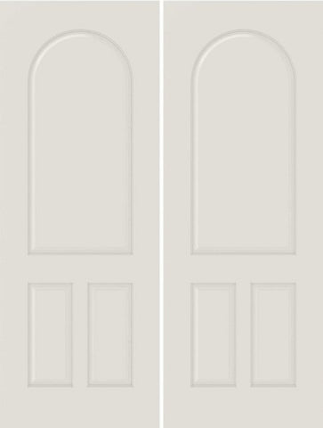 WDMA 44x80 Door (3ft8in by 6ft8in) Interior Barn Smooth 3210 MDF 3 Panel Round Panel Double Door 1