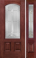 WDMA 44x80 Door (3ft8in by 6ft8in) Exterior Cherry Camber 3/4 Lite Two Panel Single Entry Door Sidelight BT Glass 1