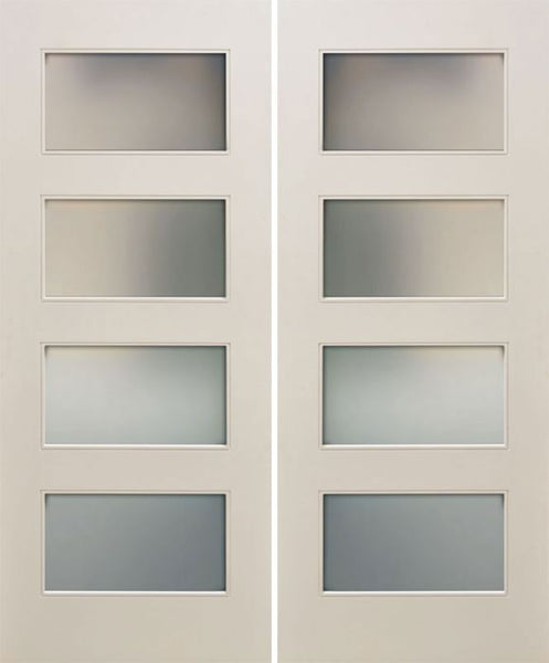 WDMA 48x80 Door (4ft by 6ft8in) Interior Paint grade 80in White Primed Four Lite Square Sticking w/Reveal Double Door 1