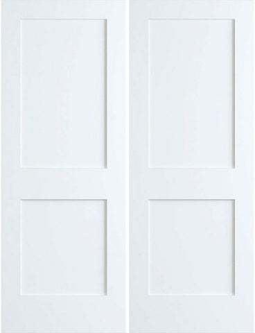 WDMA 48x80 Door (4ft by 6ft8in) Interior Barn Smooth 80in 2 Panel Primed Shaker 1-3/8in Double Door 1