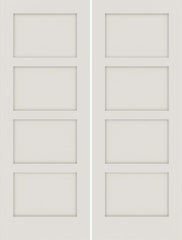 WDMA 48x80 Door (4ft by 6ft8in) Interior Swing Smooth 80in Primed 4 Panel Shaker Double Door|1-3/8in Thick 1