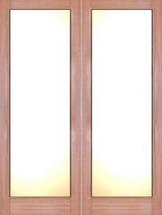 WDMA 48x80 Door (4ft by 6ft8in) Interior Swing Mahogany Full Lite Shaker Style Double Door w/ Matte Glass SH-14 1