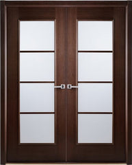 WDMA 48x80 Door (4ft by 6ft8in) Interior Barn Wenge African Double Door Frosted Simulated Divided Lite 1