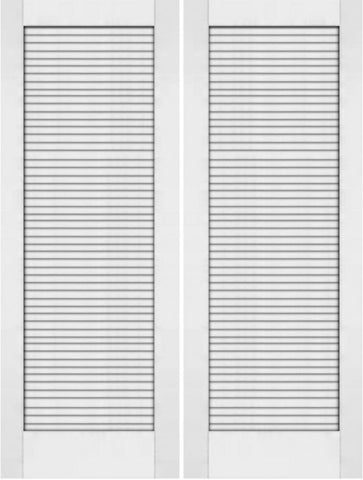 WDMA 48x80 Door (4ft by 6ft8in) Interior Barn Pine 80in Primed Plantation Louvers Double Door | 733 1