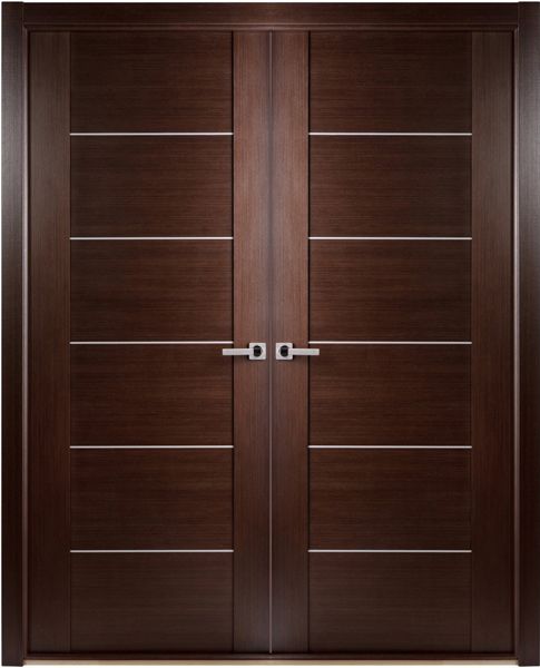 WDMA 48x80 Door (4ft by 6ft8in) Interior Pocket Wenge Contemporary African Double Door with Aluminum Strips 1