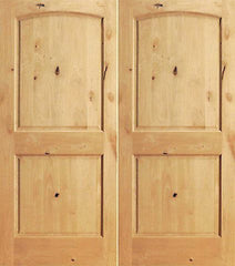 WDMA 48x80 Door (4ft by 6ft8in) Interior Barn Knotty Alder S/W-95 2 Panel Arch Top Panel Double Door 1