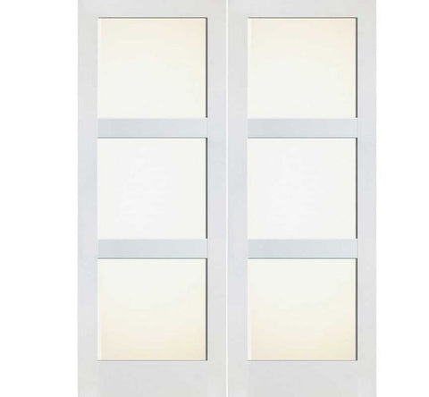 WDMA 48x80 Door (4ft by 6ft8in) Interior Barn Pine 80in Primed 3 Lite Clear Shaker Double Door | 4603 1