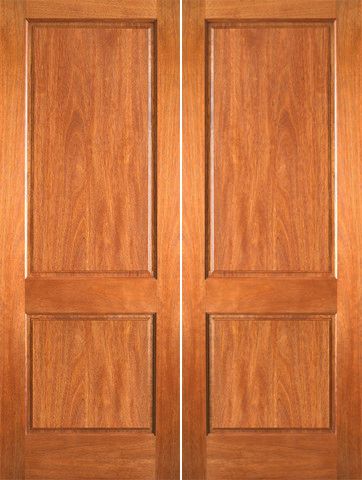 WDMA 48x80 Door (4ft by 6ft8in) Interior Barn Mahogany P-620 Wood 2 Panel Double Door 1