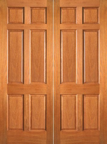 WDMA 48x80 Door (4ft by 6ft8in) Interior Barn Mahogany P-660 Wood 6 Panel Double Door 1