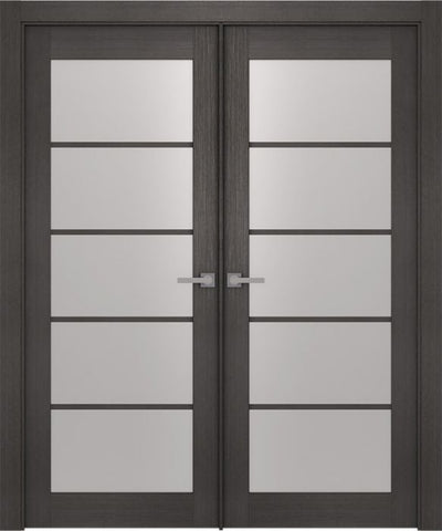 WDMA 48x80 Door (4ft by 6ft8in) Interior Barn Prefinished Aditi 5 Lite Legna Nera Modern Double Door 1
