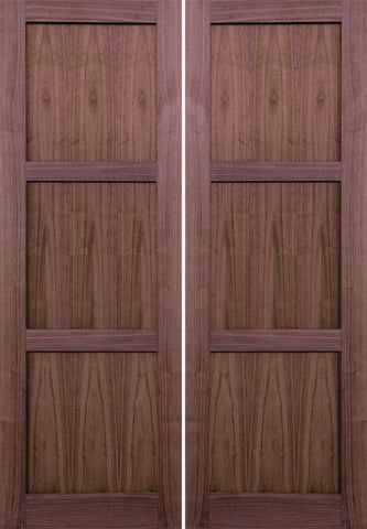 WDMA 48x96 Door (4ft by 8ft) Interior Walnut 96in 3 Panel Square Sticking Compression Fit Double Door 1