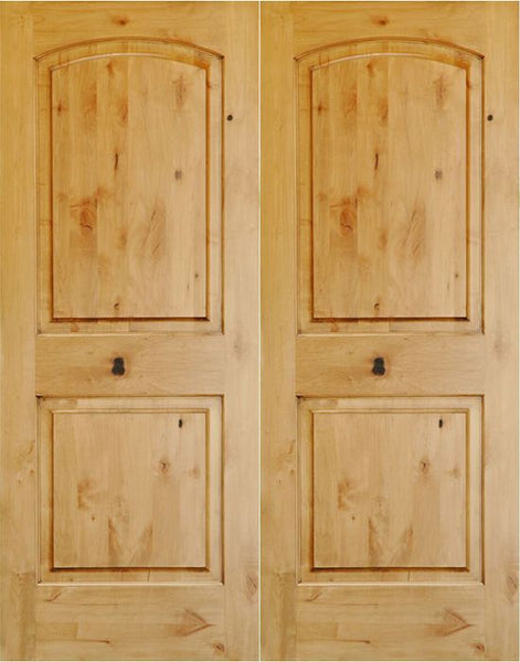 WDMA 48x96 Door (4ft by 8ft) Interior Swing Knotty Alder 96in 2 Panel Arch Double Door 1-3/4in Thick KW-121 1