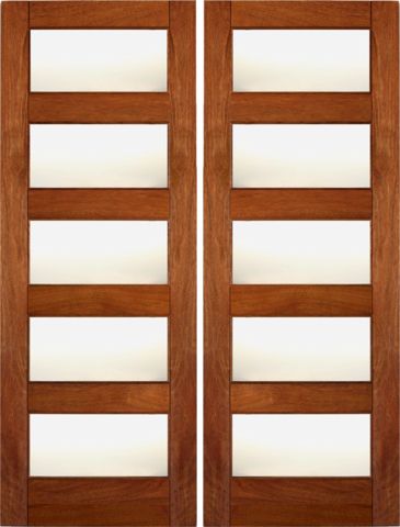 WDMA 48x96 Door (4ft by 8ft) Interior Swing Mahogany RB-02 Wood Contemporary Matte Glass Double Door 1