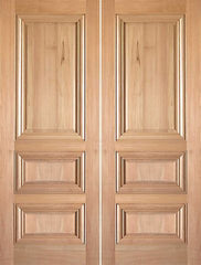 WDMA 48x96 Door (4ft by 8ft) Interior Barn Tropical Hardwood Rustic-5 3 Panel Raised Moulding Double Door 1