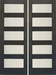 WDMA 48x96 Door (4ft by 8ft) Interior Swing Mahogany RB-03 Contemporary Matte Line Glass Double Door 1