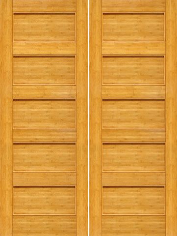 WDMA 48x96 Door (4ft by 8ft) Interior Barn Bamboo BM-10 Contemporary 5 Panel Modern Double Door 1