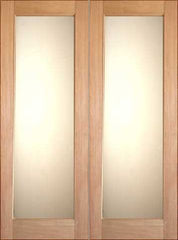 WDMA 48x96 Door (4ft by 8ft) Interior Barn Tropical Hardwood Double Door 1-Lite FG-1 White Laminated Glass 1