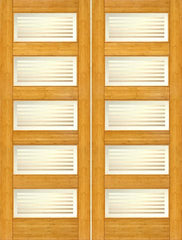WDMA 48x96 Door (4ft by 8ft) Interior Swing Bamboo BM-12 Contemporary 5 Lite Matte Bars Glass Double Door 1