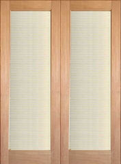 WDMA 48x96 Door (4ft by 8ft) Interior Swing Tropical Hardwood Conemporary Double Door FG-11 Blinds Glass 1