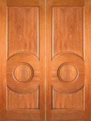 WDMA 48x96 Door (4ft by 8ft) Interior Barn Mahogany P-680 Wood 3 Panel Circle Panel Double Door 1