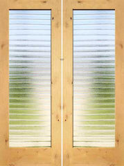 WDMA 48x96 Door (4ft by 8ft) Interior Barn Knotty Alder Modern Double Door 1-Lite FG-7 Deco Bars Glass 1