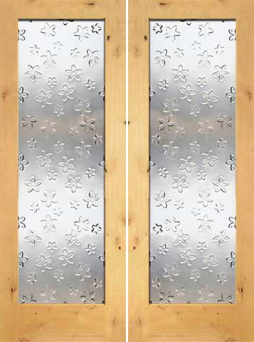 WDMA 48x96 Door (4ft by 8ft) Interior Barn Knotty Alder Double Door 1-Lite FG-8 Blooming Glass 1