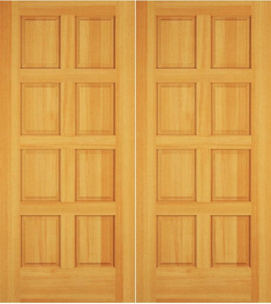 WDMA 52x96 Door (4ft4in by 8ft) Exterior Swing Walnut Wood 8 Panel Rustic Double Door 1