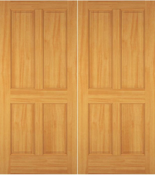 WDMA 52x96 Door (4ft4in by 8ft) Exterior Swing Maple Wood 4 Panel Colonial Double Door 1