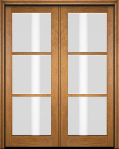 WDMA 52x96 Door (4ft4in by 8ft) French Barn Mahogany 3 Lite TDL Exterior or Interior Double Door 1