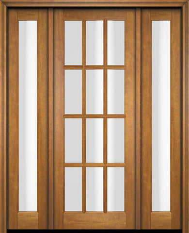 WDMA 52x96 Door (4ft4in by 8ft) Exterior Swing Mahogany 12 Lite TDL Single Entry Door Full Sidelights 1