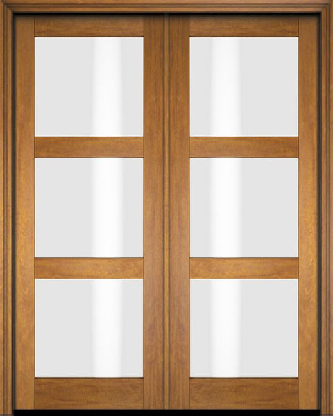 WDMA 52x96 Door (4ft4in by 8ft) Exterior Barn Mahogany Modern 3 Lite Shaker or Interior Double Door 1