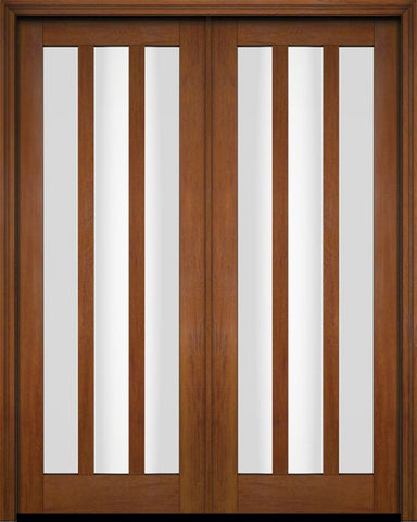 WDMA 52x96 Door (4ft4in by 8ft) Interior Swing Mahogany Modern Slim 3 Glass Shaker Exterior or Double DoorDoor 4