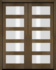 WDMA 52x96 Door (4ft4in by 8ft) Interior Swing Mahogany Modern 5 Lite Shaker Exterior or Double Door 3