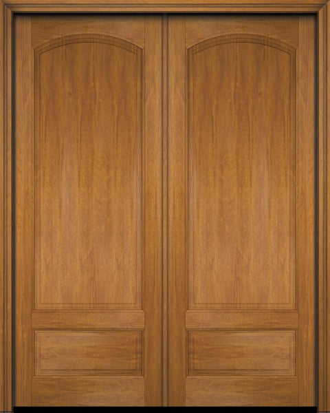 WDMA 52x96 Door (4ft4in by 8ft) Exterior Barn Mahogany 3/4 Arch Raised Panel Solid or Interior Double Door 1