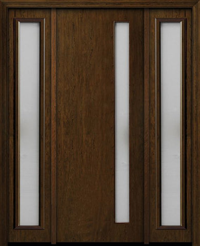 WDMA 54x96 Door (4ft6in by 8ft) Exterior Cherry 96in Contemporary One Vertical Lite Single Fiberglass Entry Door Sidelights 1