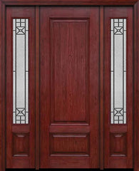 WDMA 54x96 Door (4ft6in by 8ft) Exterior Cherry 96in Two Panel Single Entry Door Sidelights Courtyard Glass 1