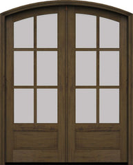 WDMA 60x78 Door (5ft by 6ft6in) Exterior Swing Mahogany 3/4 Arch 6 Lite Arch Top Double Entry Door 3