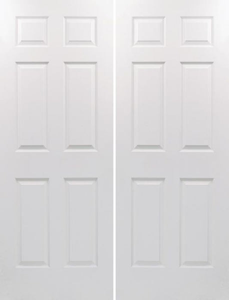 WDMA 60x80 Door (5ft by 6ft8in) Interior Swing Woodgrain 80in Colonist Hollow Core Textured Double Door|1-3/8in Thick 1