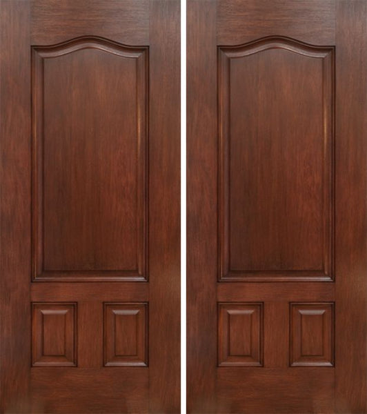 WDMA 60x80 Door (5ft by 6ft8in) Exterior Mahogany Three Panel Double Entry Door 1