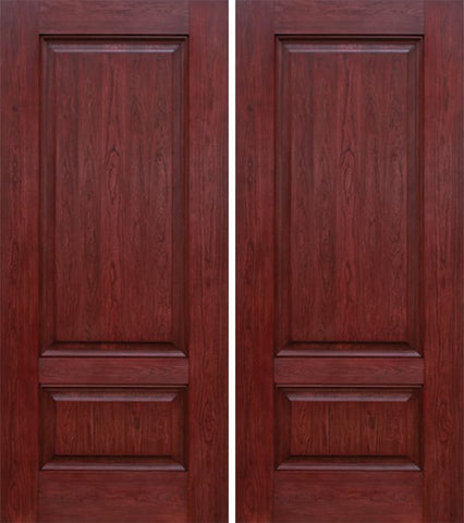 WDMA 60x80 Door (5ft by 6ft8in) Exterior Cherry Two Panel Double Entry Door 1