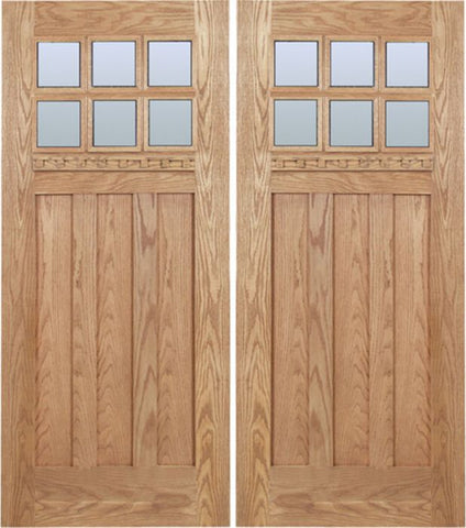 WDMA 60x80 Door (5ft by 6ft8in) Exterior Oak Randall Double Door w/ DB Glass 1