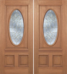 WDMA 60x80 Door (5ft by 6ft8in) Exterior Mahogany Maryvale Double Door w/ CO Glass 1