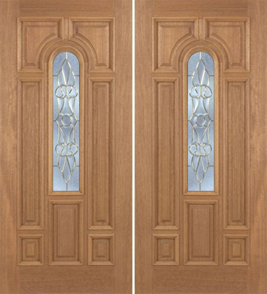 WDMA 60x80 Door (5ft by 6ft8in) Exterior Mahogany Revis Double Door w/ L Glass - 6ft8in Tall 1