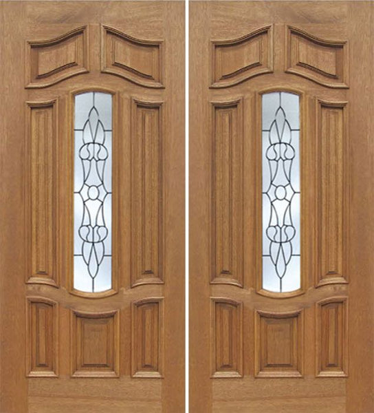 WDMA 60x80 Door (5ft by 6ft8in) Exterior Mahogany Palisades Double Door w/ L Glass 1