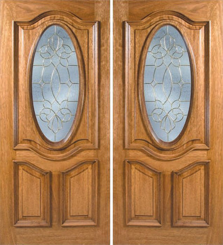 WDMA 60x80 Door (5ft by 6ft8in) Exterior Mahogany La Jolla Double Door w/ OC Glass 1