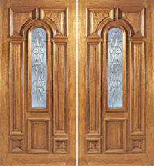 WDMA 60x80 Door (5ft by 6ft8in) Exterior Mahogany Ironbark Double Door w/ L Glass 1